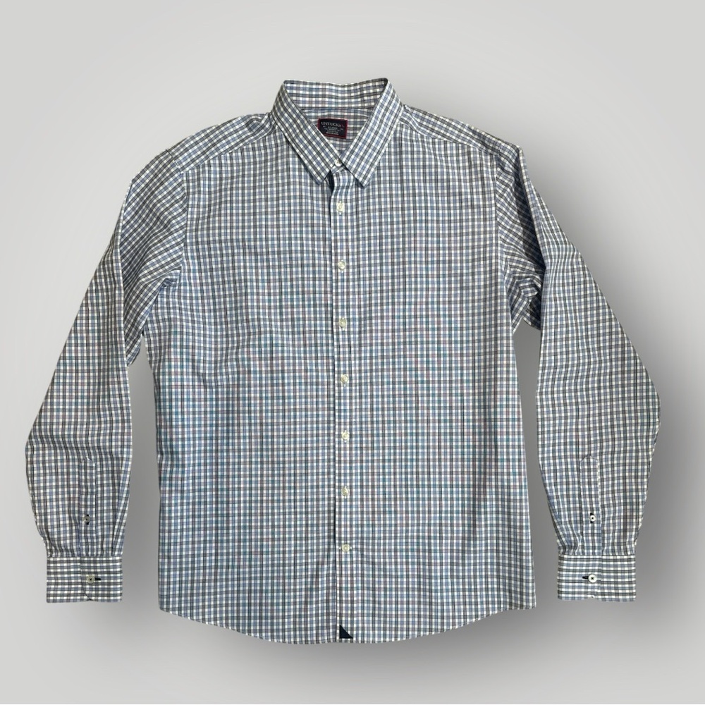 UNTUCKit Pio Cesare Wrinkle Free Check Shirt Mens XL Tall Button Down